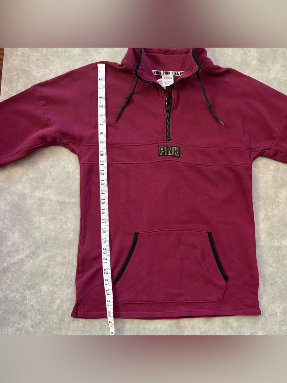 Victorias Secret PINK maroon varsity quarter zip oversized sweatshirt - Picture 8 of 10